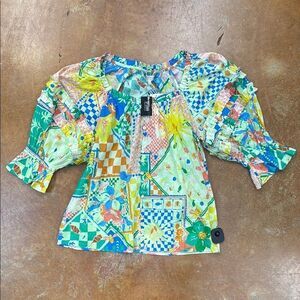 Colorful Geometric Patterned Blouse